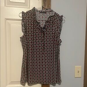 Tommy Hilfiger Multi Color Ruffled Sleeveless Blouse